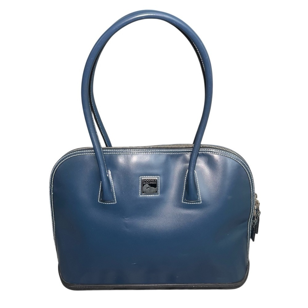 EUC Dooney & Bourke Parasol Ocean Blue All Weather Leather Zip Zip Shoulder Bag